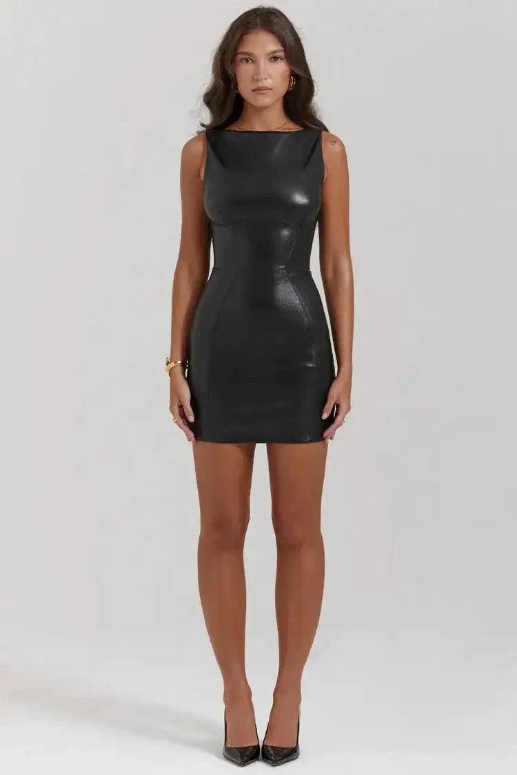 Mini Leather Black Dress
