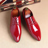 Sleek Leather Oxford Shoes - Red / 8.5