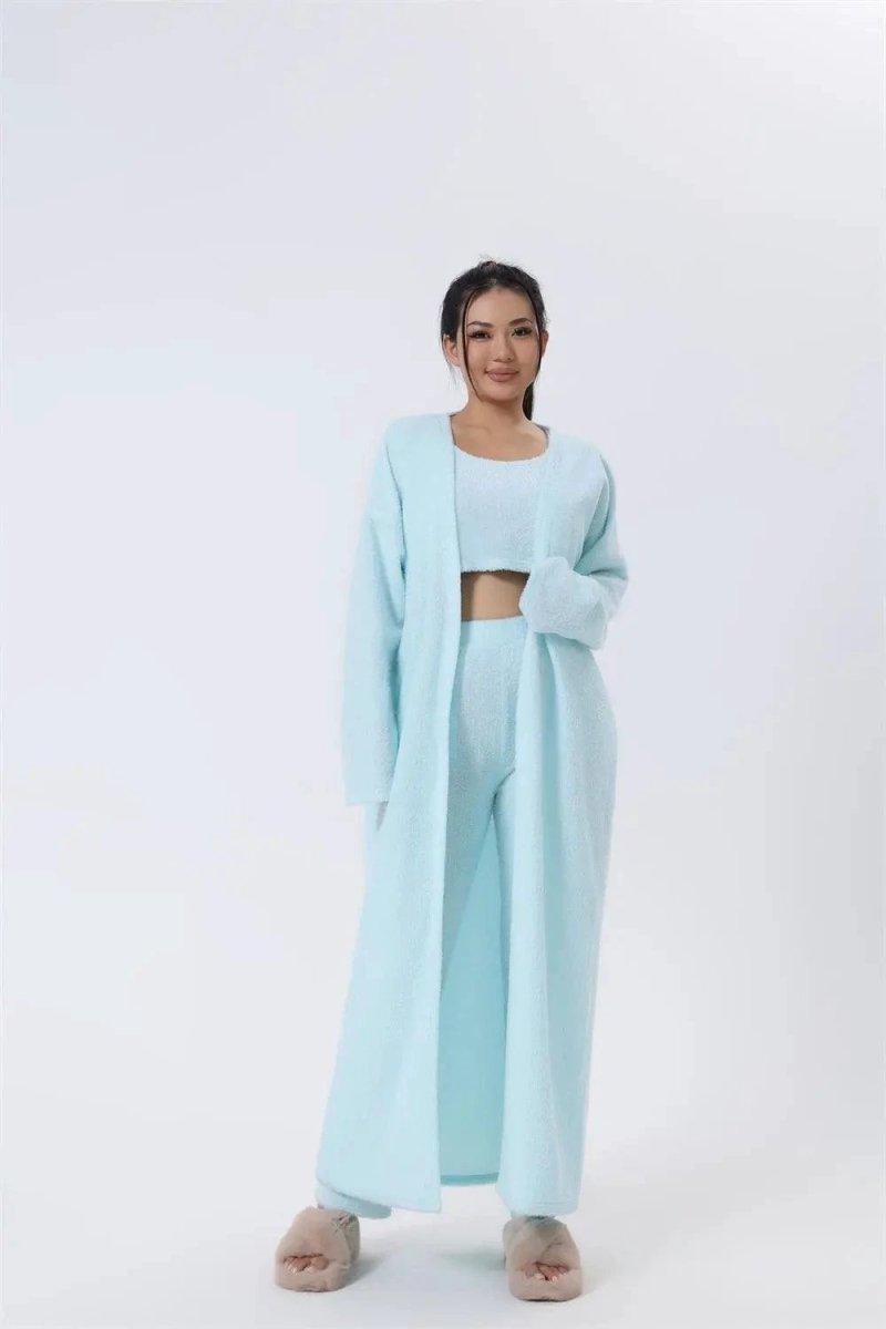 Women's 3-Piece Cozy Lounge Set - Pajama Set with Cardigan
