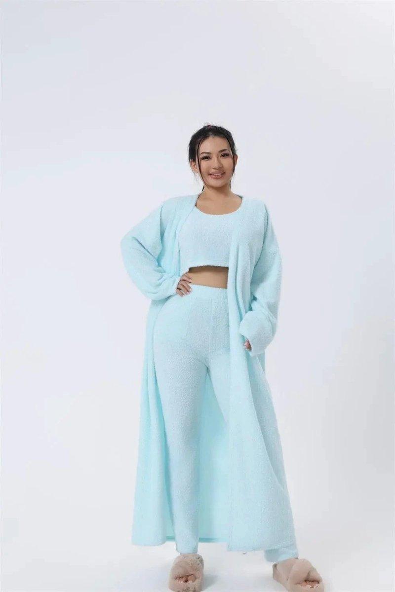Women's 3-Piece Cozy Lounge Set - Pajama Set with Cardigan