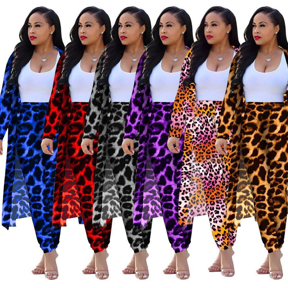 Women's Long-sleeved Leopard Print Suitcoat Suits