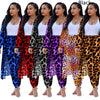 Women's Long-sleeved Leopard Print Suitcoat Suits - Black / 2XL
