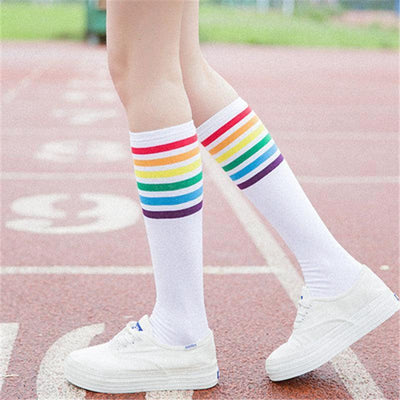 Women's Striped Knee-High Cotton Socks