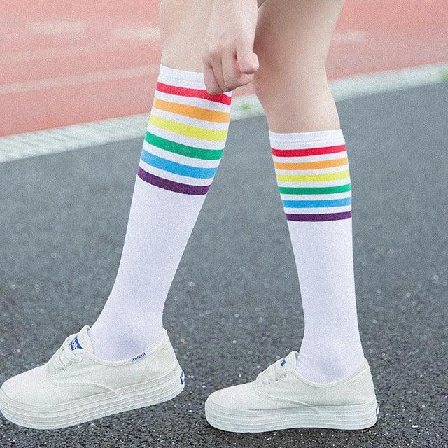 Women's Striped Knee-High Cotton Socks