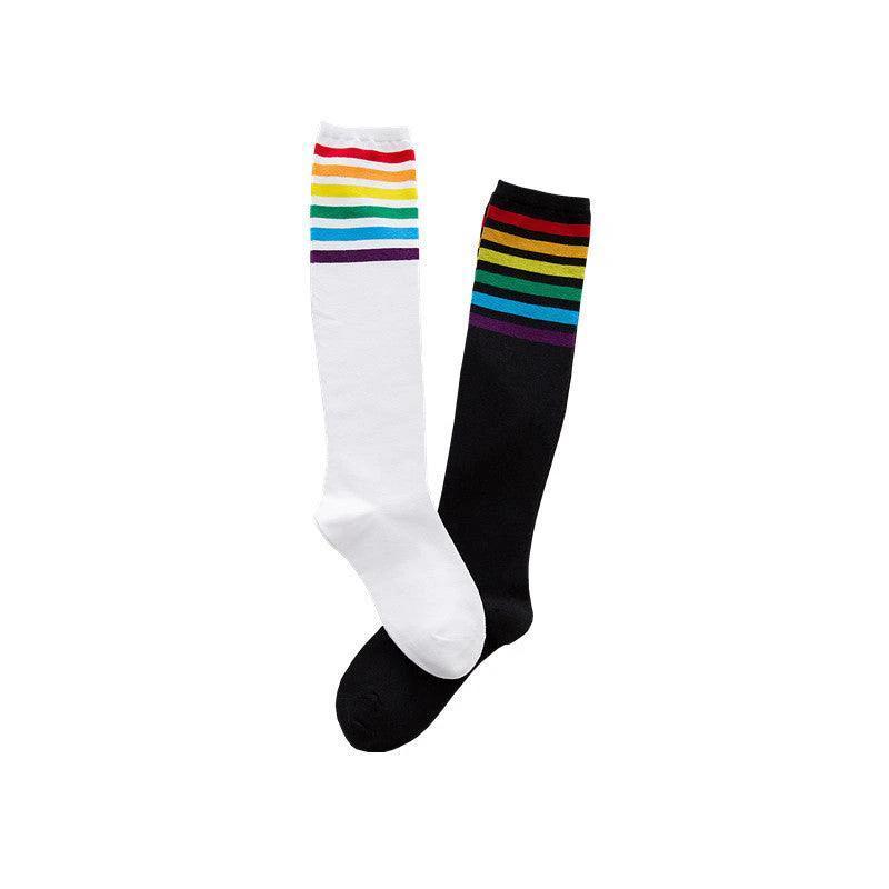 Women's Striped Knee-High Cotton Socks