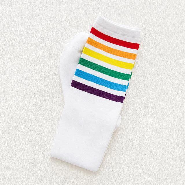 Women's Striped Knee-High Cotton Socks