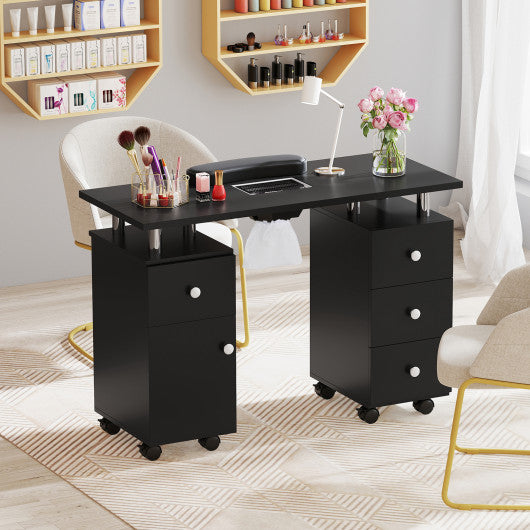 Manicure Table Nail Desk with Electric Dust Collector and 3 Dust Bags-Black
