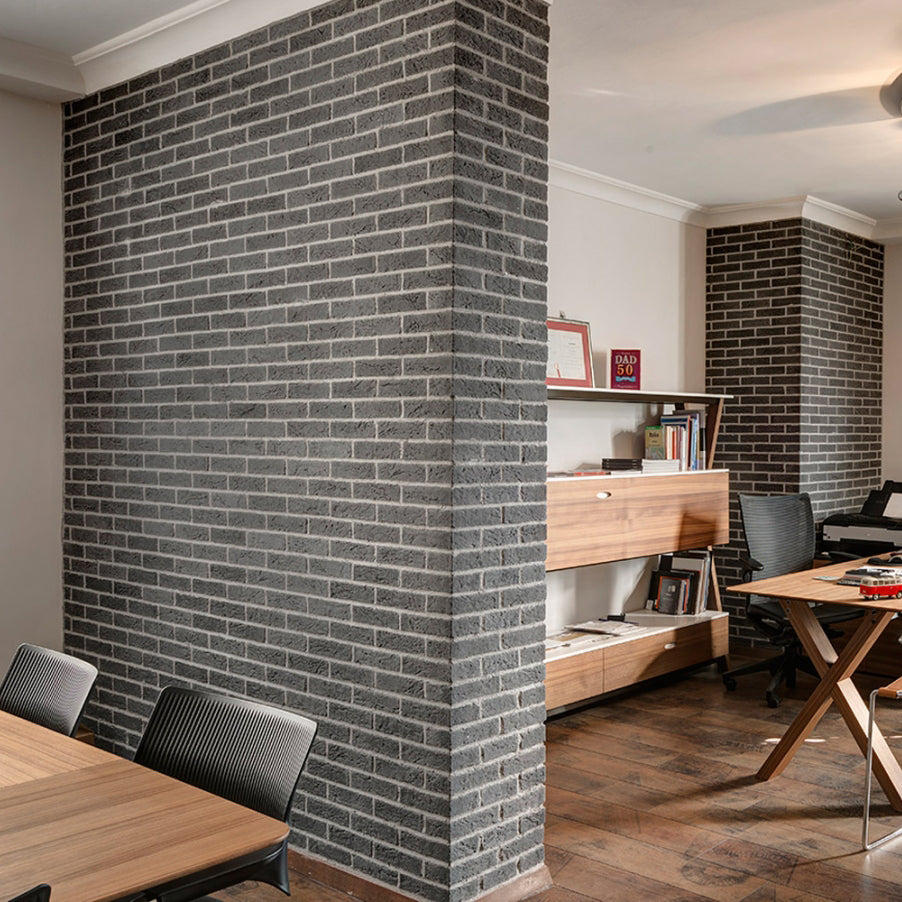 Slimfix Dark Grey Manufactured Stone Handmade Thin Brick Veneer - Livfloors Collection