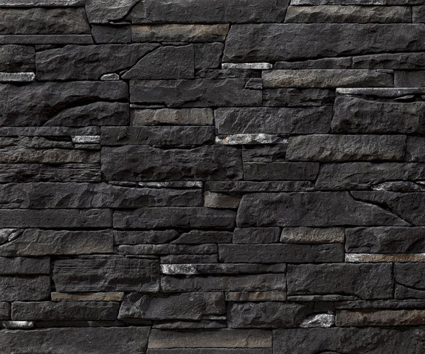Inka Dark Rundle Black Slate Look Manufactured Stone Handmade Veneer - Livfloors Collection