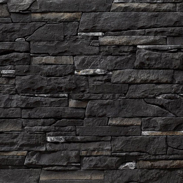 Inka Dark Rundle Black Slate Look Manufactured Stone Handmade Veneer - Livfloors Collection