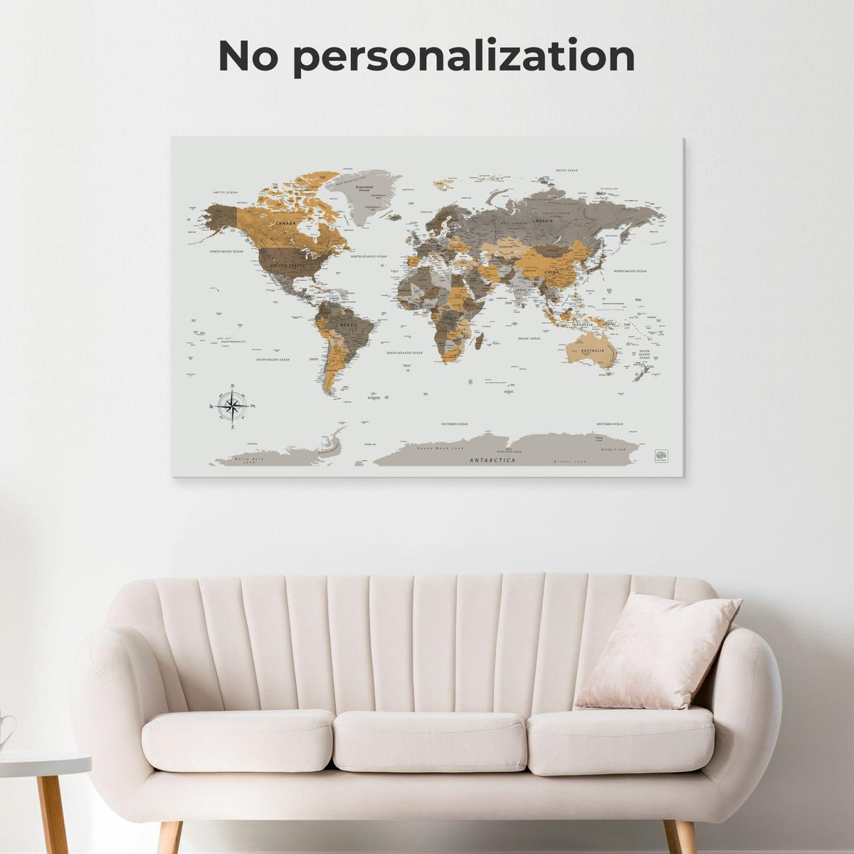 World Map on Canvas - Desert