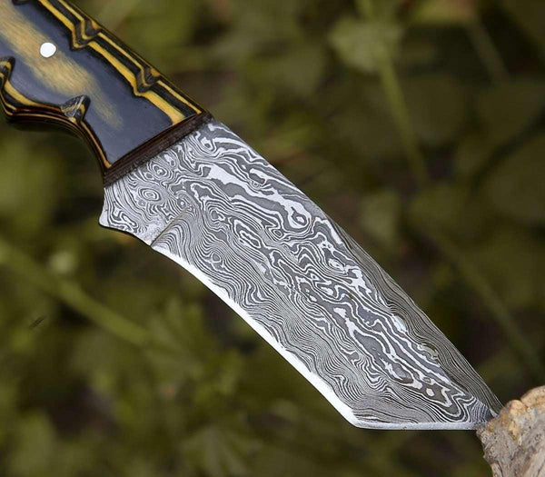 Marauder Damascus Tanto Knife with Pakkawood Handle - Gifts for You 'n Me