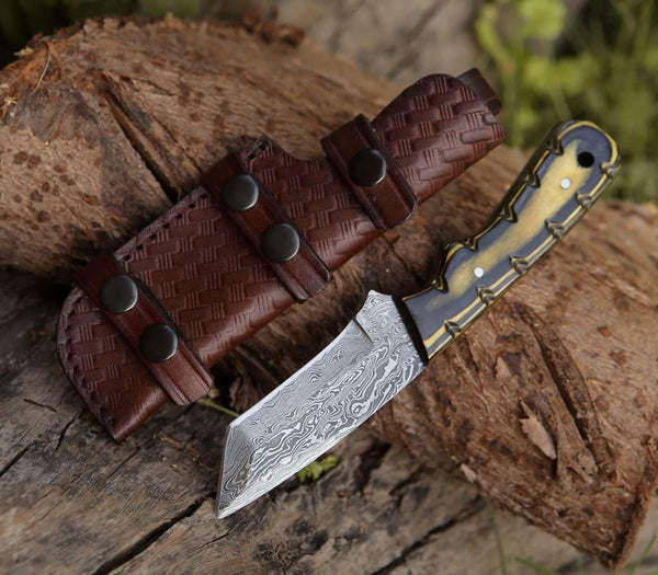 Marauder Damascus Tanto Knife with Pakkawood Handle - Gifts for You 'n Me