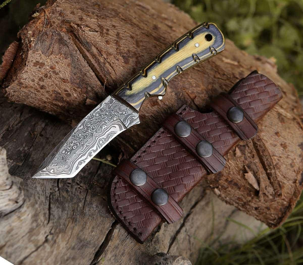 Marauder Damascus Tanto Knife with Pakkawood Handle - Gifts for You 'n Me