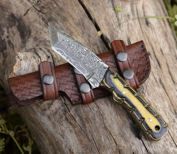 Marauder Damascus Tanto Knife with Pakkawood Handle - Gifts for You 'n Me