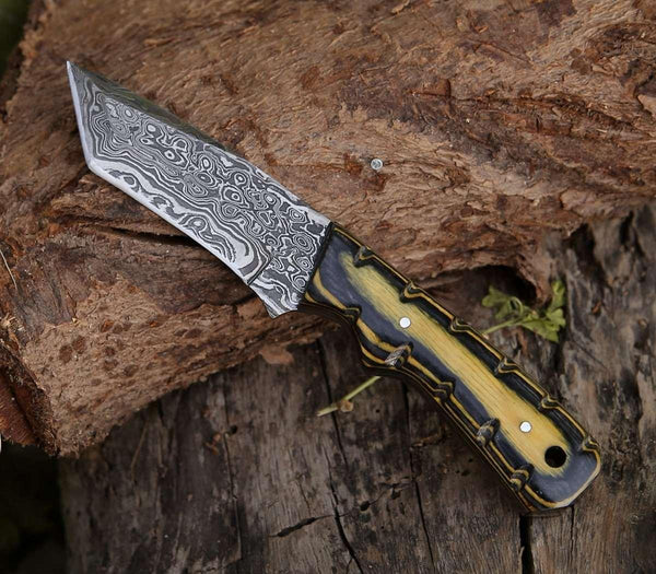 Marauder Damascus Tanto Knife with Pakkawood Handle - Gifts for You 'n Me