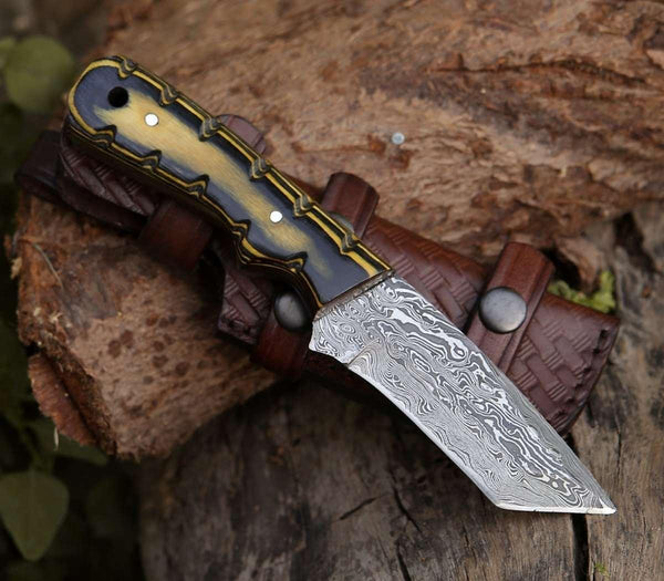 Marauder Damascus Tanto Knife with Pakkawood Handle - Gifts for You 'n Me