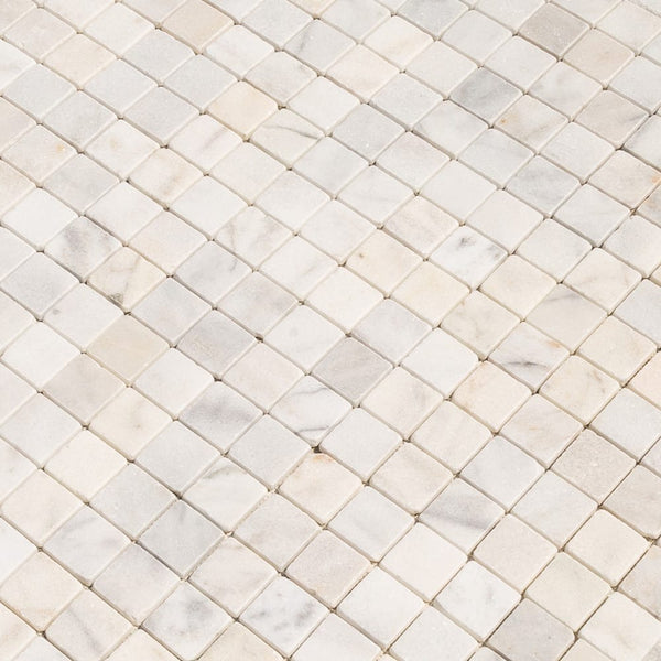 Carrara White Marble Tumbled Mosaic Floor and Wall Tile - Livfloors Collection