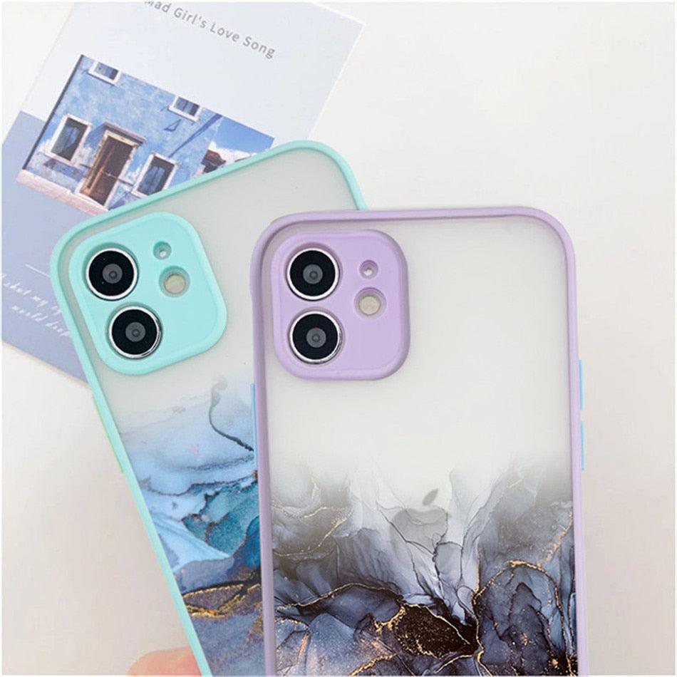 Marble Pattern Aesthetic Silicone Ultra Thin Scratch-Resistant Shockproof Mobile Phone Case For iPhone 11 Case Stylish Soft Camera Protective Cover For iPhone 12 Pro Max Mini XR XS Max X 7 8 Plus Case