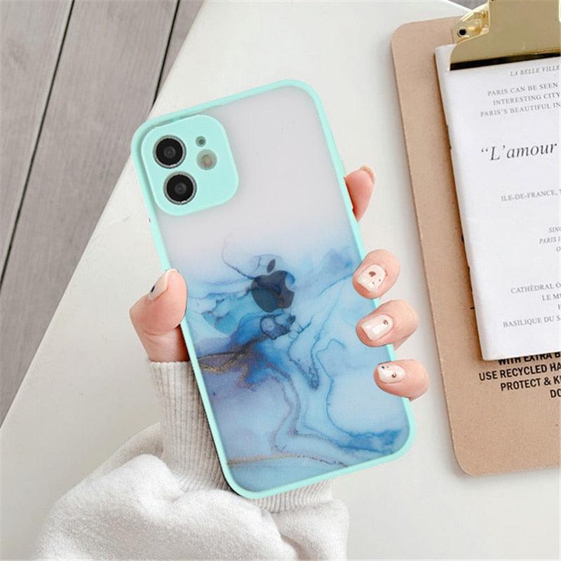 Marble Pattern Aesthetic Silicone Ultra Thin Scratch-Resistant Shockproof Mobile Phone Case For iPhone 11 Case Stylish Soft Camera Protective Cover For iPhone 12 Pro Max Mini XR XS Max X 7 8 Plus Case
