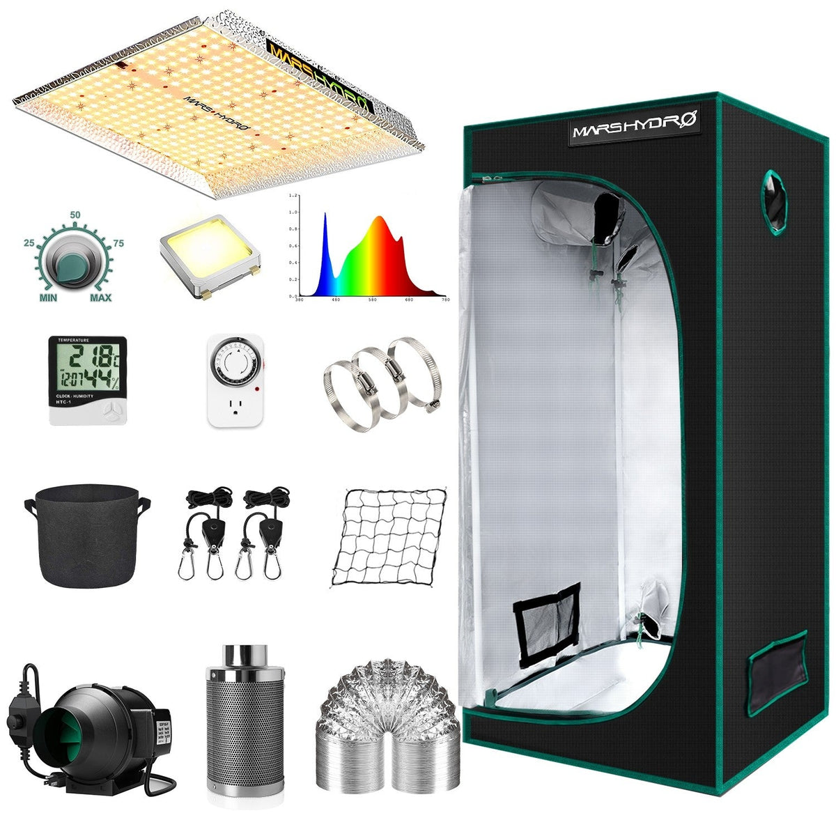 Mars Hydro Ts 1000 Led Grow Light + 2. 3'x2. 3' Indoor Complete Tent Kits