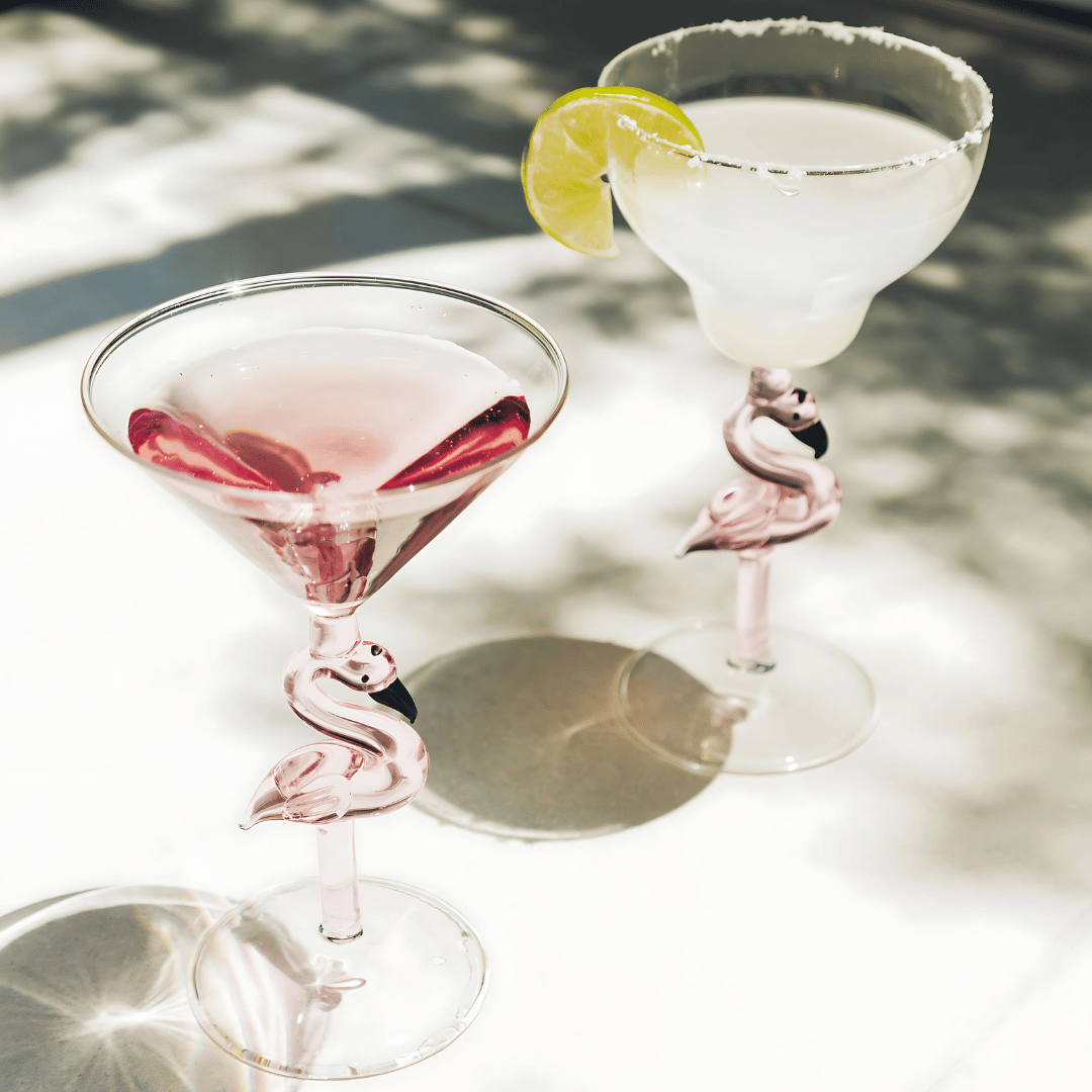 3D Flamingo Martini Glass Jersey Art Glass