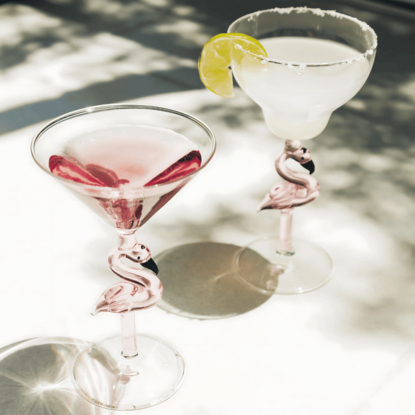 3D Flamingo Martini Glass Jersey Art Glass