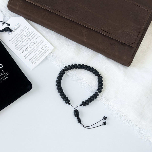 Matte Aqeeq Tasbih Bracelet | Men's Prayer Beads - 33 Disc Beads, 8mm