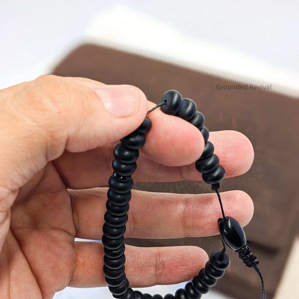 Matte Aqeeq Tasbih Bracelet | Men's Prayer Beads - 33 Disc Beads, 8mm