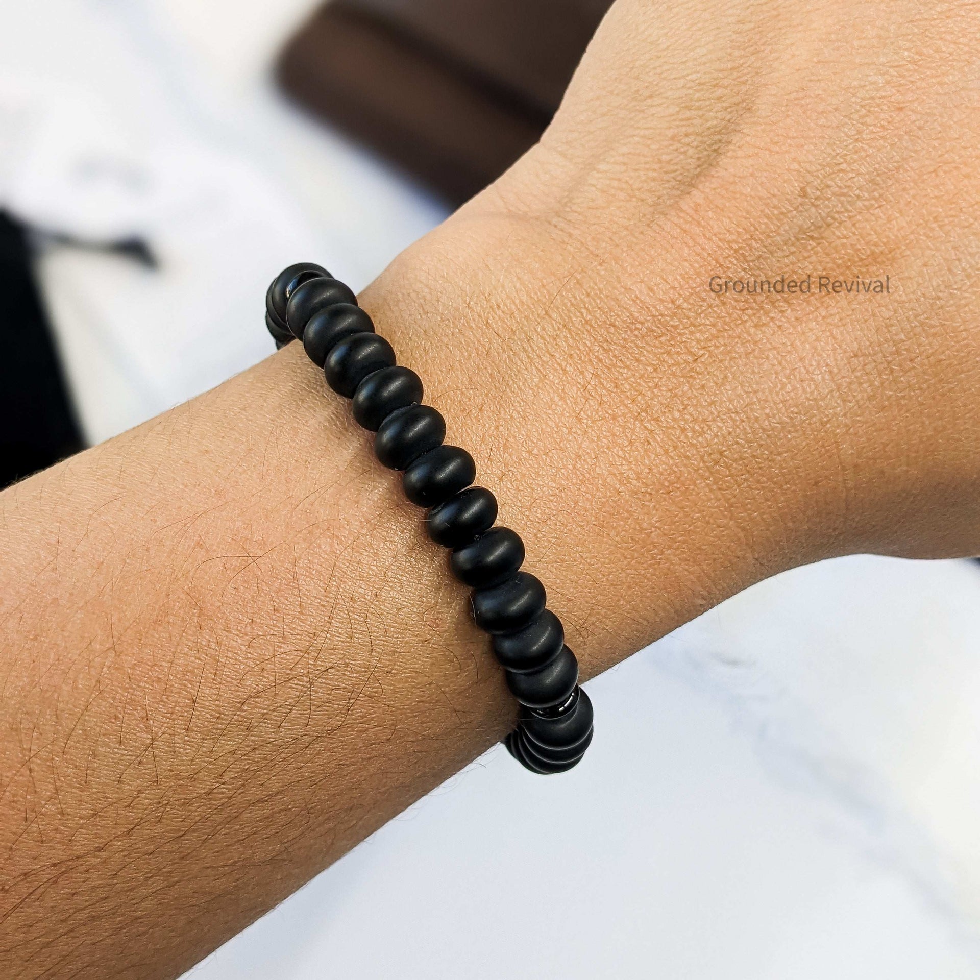 Matte Aqeeq Tasbih Bracelet | Men's Prayer Beads - 33 Disc Beads, 8mm