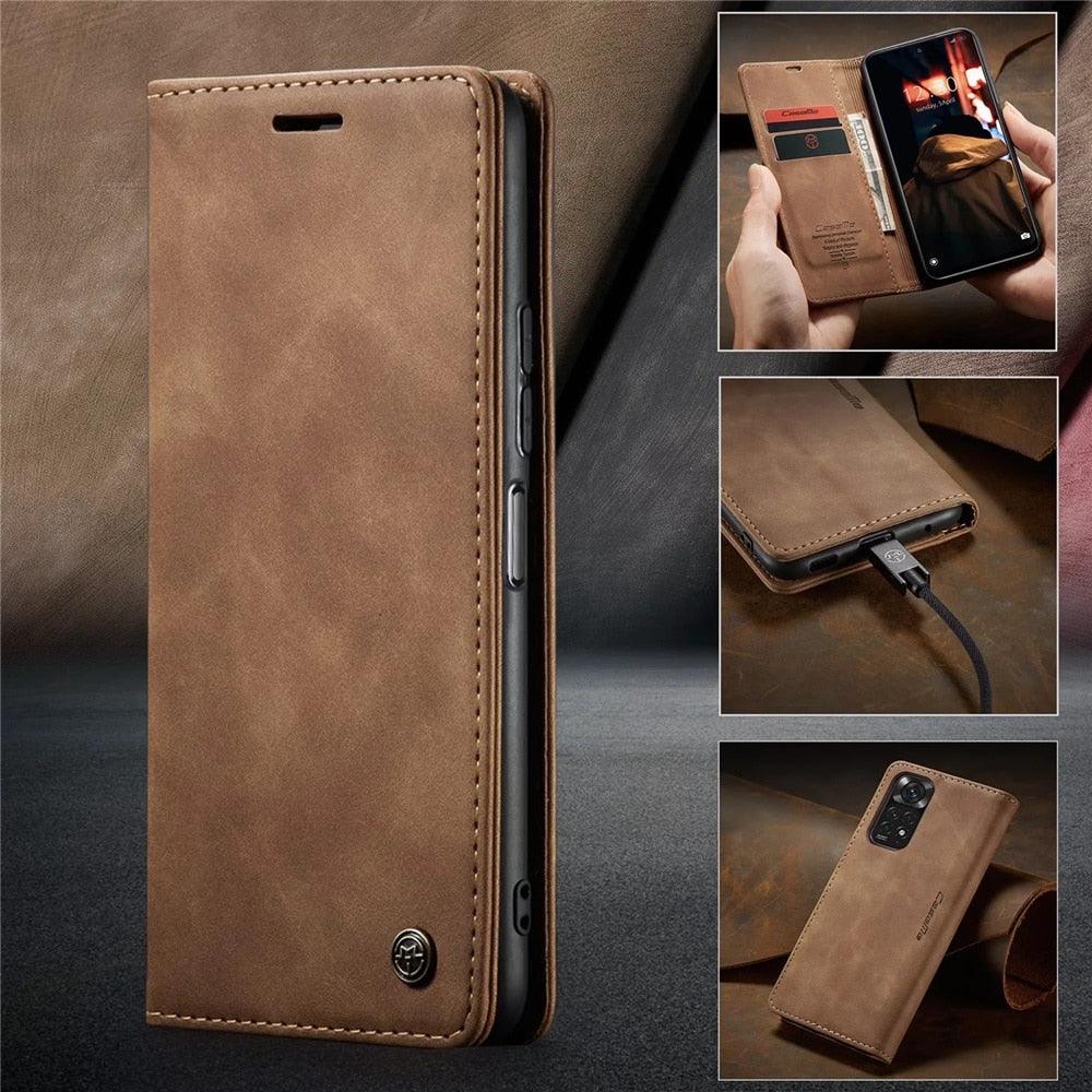 Matte Leather Case for Xiaomi Mi 9T CC9 10T 11T 12T Pro Lite 5G Redmi Note 8 9s 10 11 11S Pro Wallet Flip Cover Poco F3 M3 Pro  Women with Card Holder Kickstand Magnetic Leather Flip Case