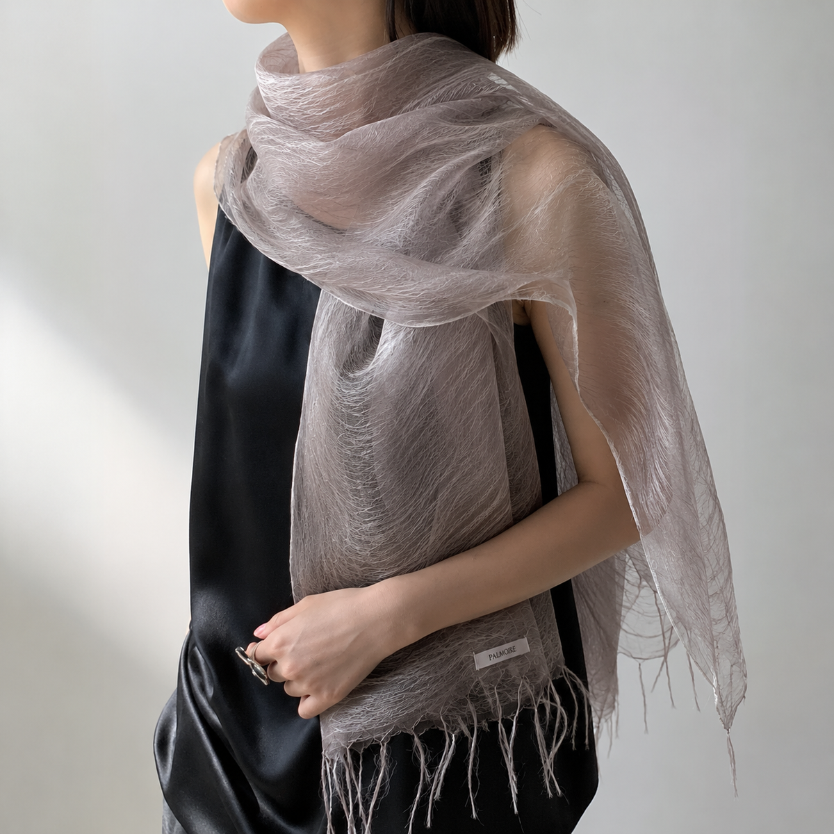 Mauve Gray Mulberry Silk Scarf