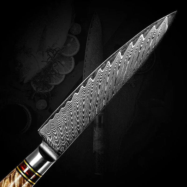 Maverick VG10 Chef Knife Damascus Petty Knife with Exotic Olive Wood Handle - Gifts for You 'n Me