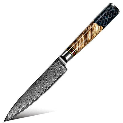 Maverick VG10 Chef Knife Damascus Petty Knife with Exotic Olive Wood Handle