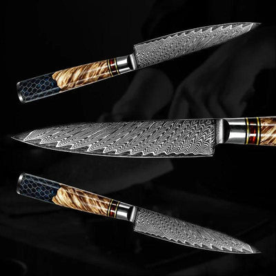 Maverick VG10 Chef Knife Damascus Petty Knife with Exotic Olive Wood Handle
