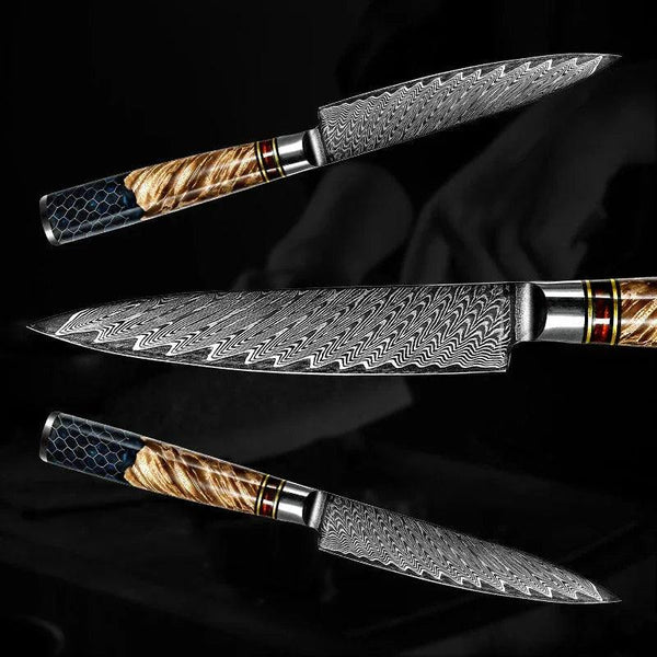 Maverick VG10 Chef Knife Damascus Petty Knife with Exotic Olive Wood Handle - Gifts for You 'n Me