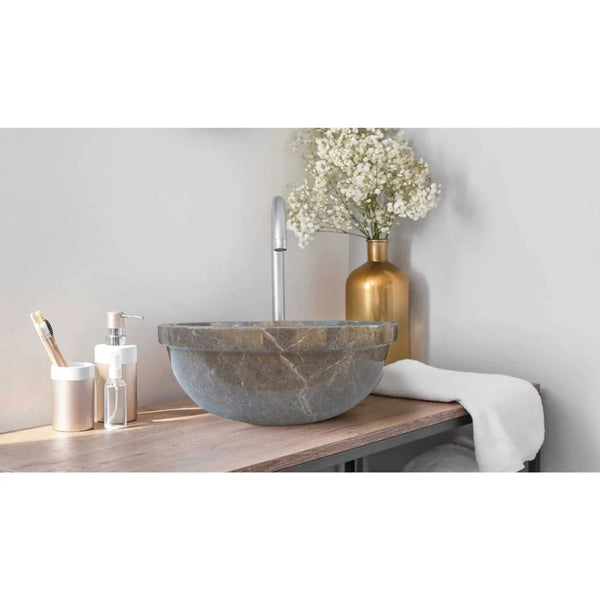 Maya Grey Natural Stone Marble Drop-in Vessel Sink Polished (D)16
