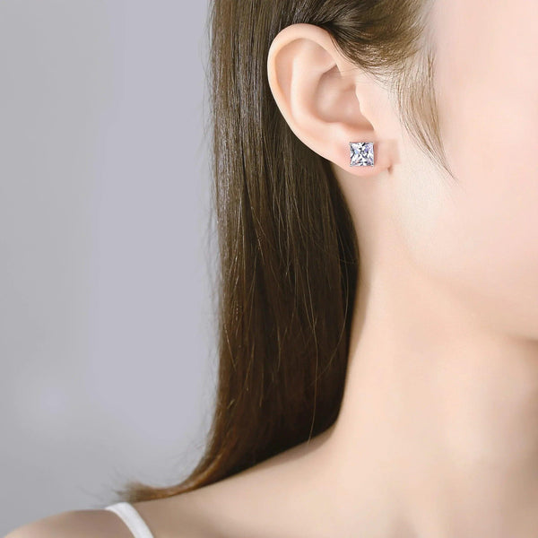 Princess Cut Stud Earrings - Gifts for You 'n Me