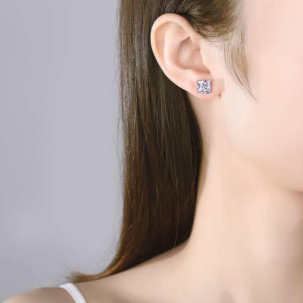 Princess Cut Stud Earrings