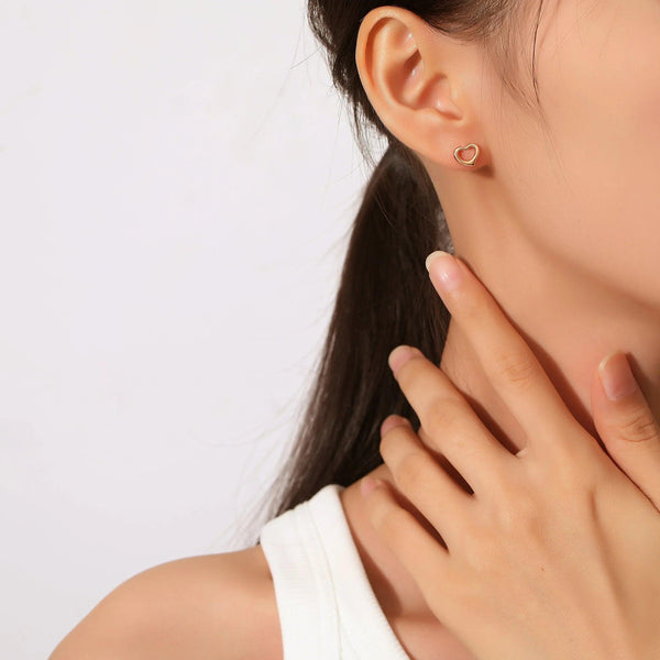 Plain Open Heart Studs - Gifts for You 'n Me
