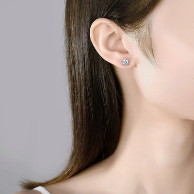 Princess Cut Stud Earrings