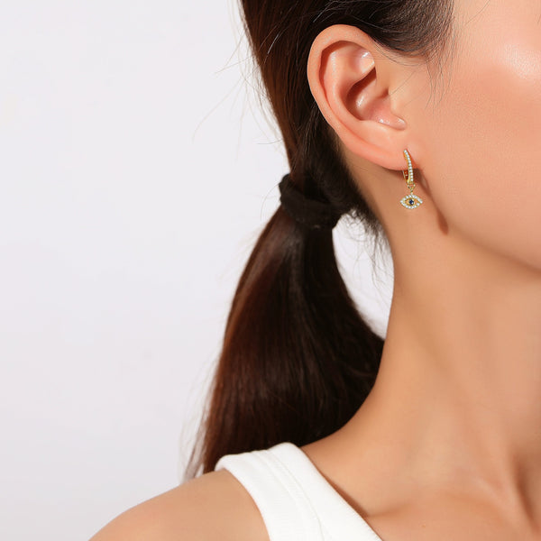 Evil Eye Dangle Hoop Earrings