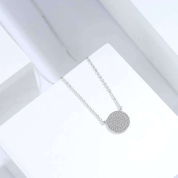 Pave Circle Disc Necklace