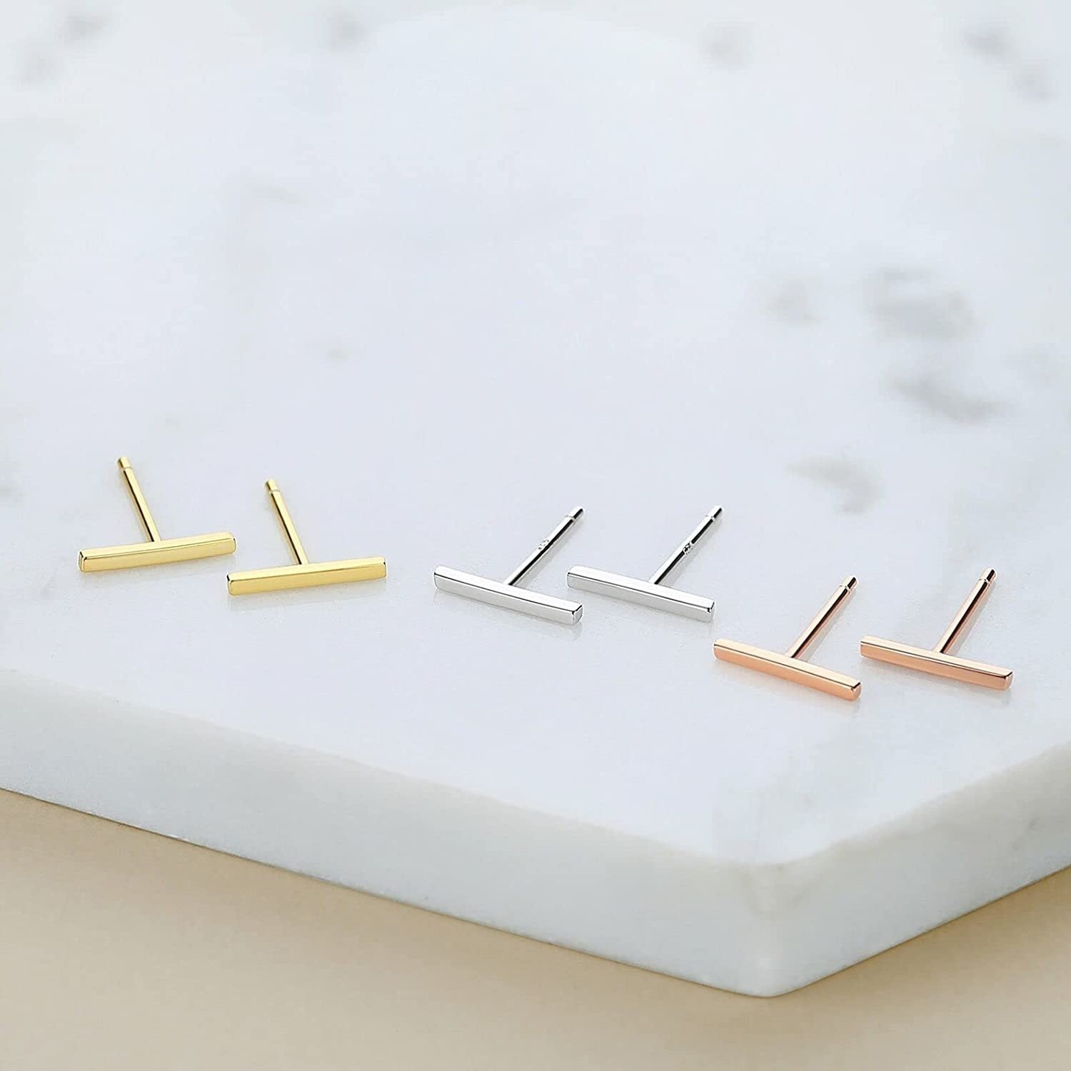 Lavishe 925 Sterling Silver Flat Bar Stud Earrings