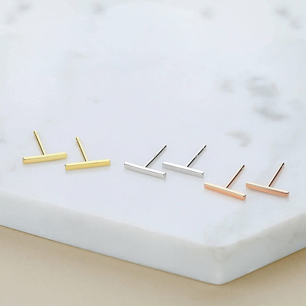 Lavishe 925 Sterling Silver Flat Bar Stud Earrings