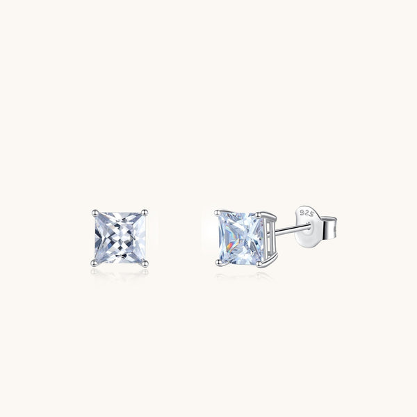 Princess Cut Stud Earrings