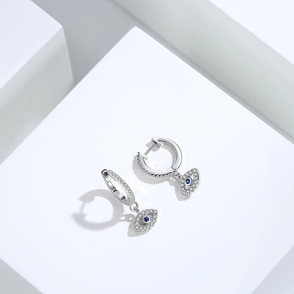 Evil Eye Dangle Hoop Earrings