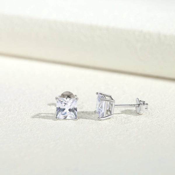 Princess Cut Stud Earrings