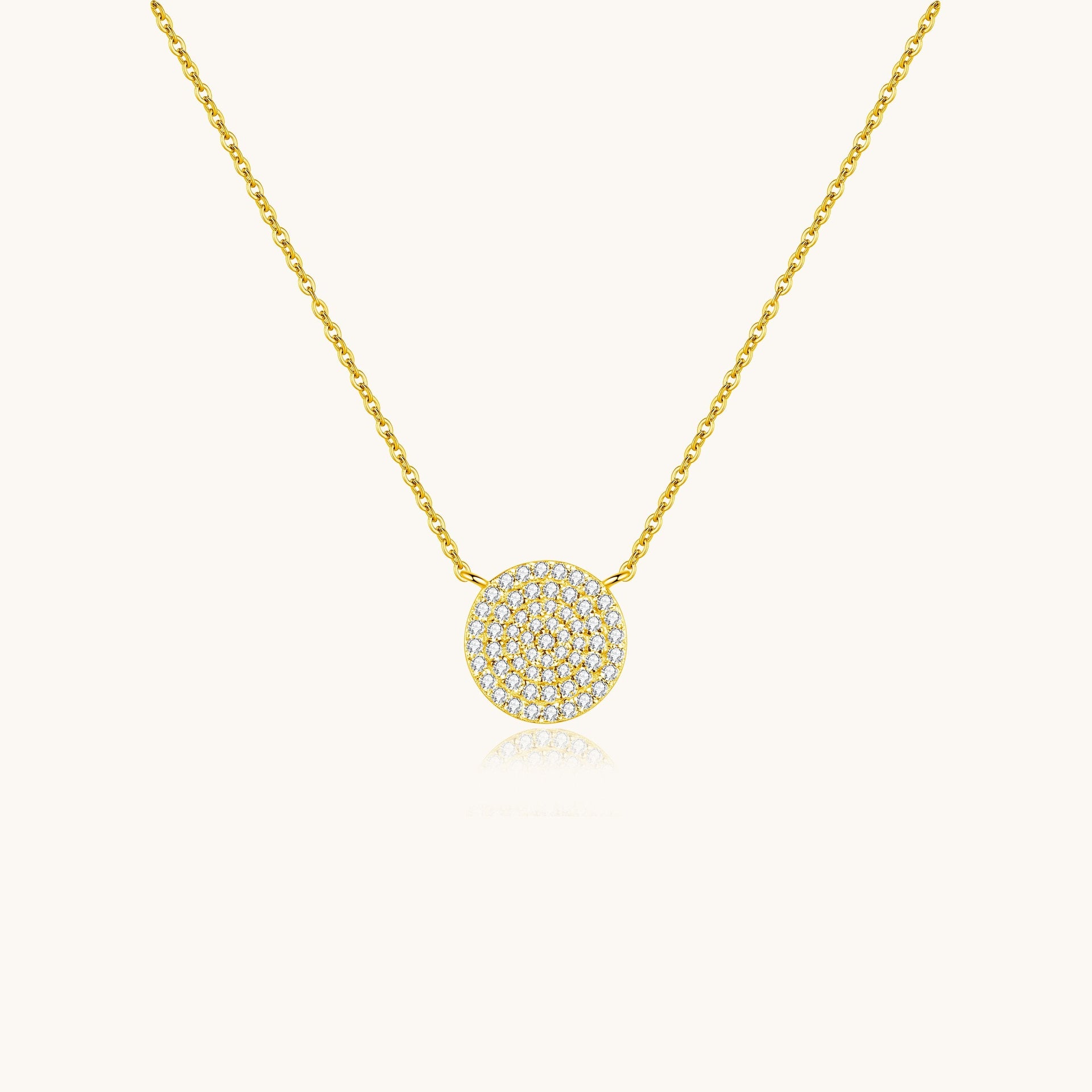 Pave Circle Disc Necklace