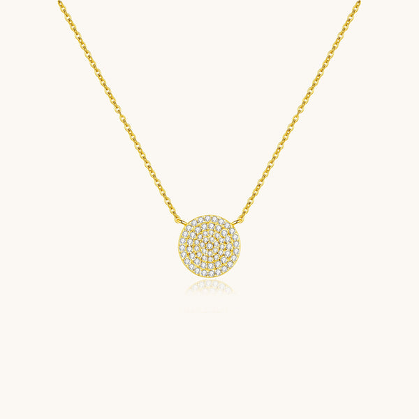 Pave Circle Disc Necklace
